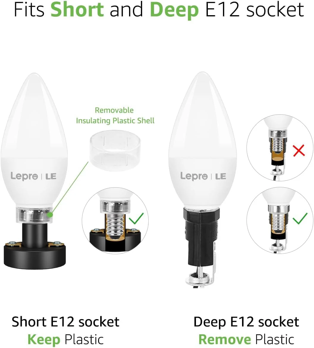 Lepro B11 LED Candelabra Bulbs, E12 Base, 5.5W (40W Equivalent), 500 Lumens, 5000K Daylight, Non-Dimmable - Image 5
