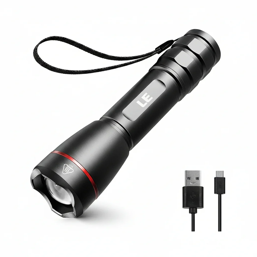 Lepro 1000LM Rechargeable Tactical Flashlight | High Power Zoomable LED Torch with USB Cable
