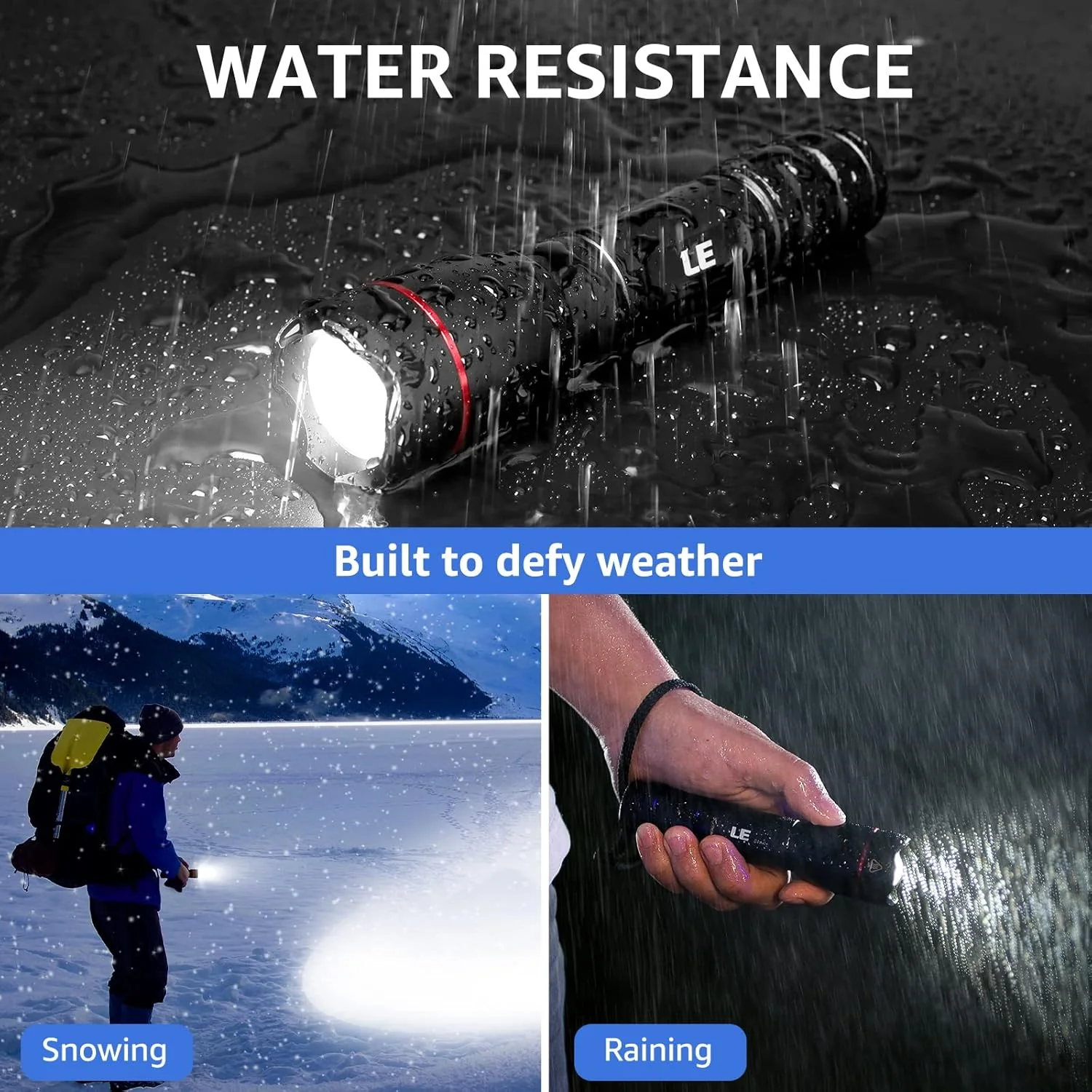 Lepro 1000LM Rechargeable Tactical Flashlight | High Power Zoomable LED Torch with USB Cable - Image 5