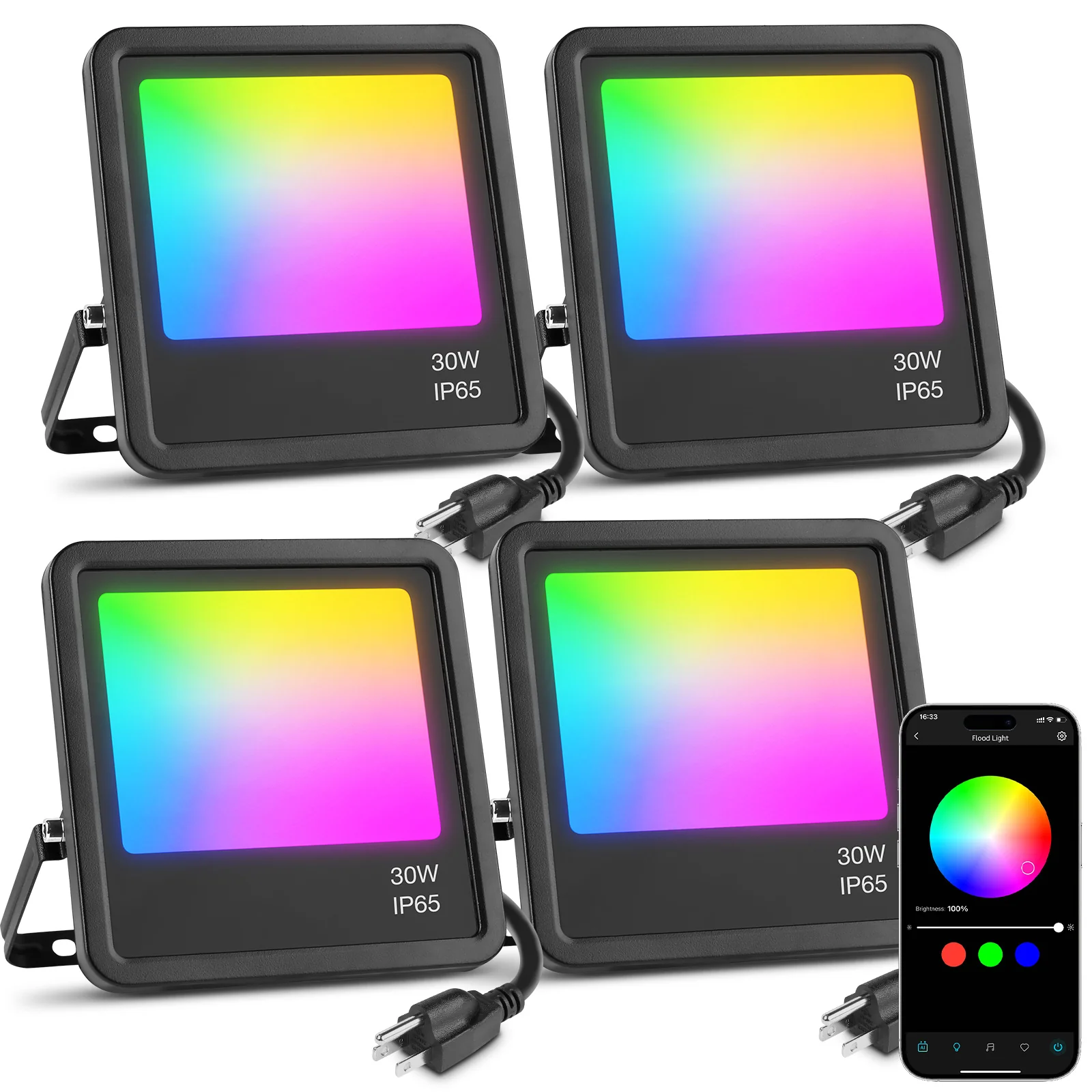 Lepro 30W Smart Flood Lights Outdoor, 2700LM RGBW Color Changing, IP65 Waterproof, 2700K Warm White & 16M Colors, App/Voice/Alexa/Google Home Control, US Plug - Image 10