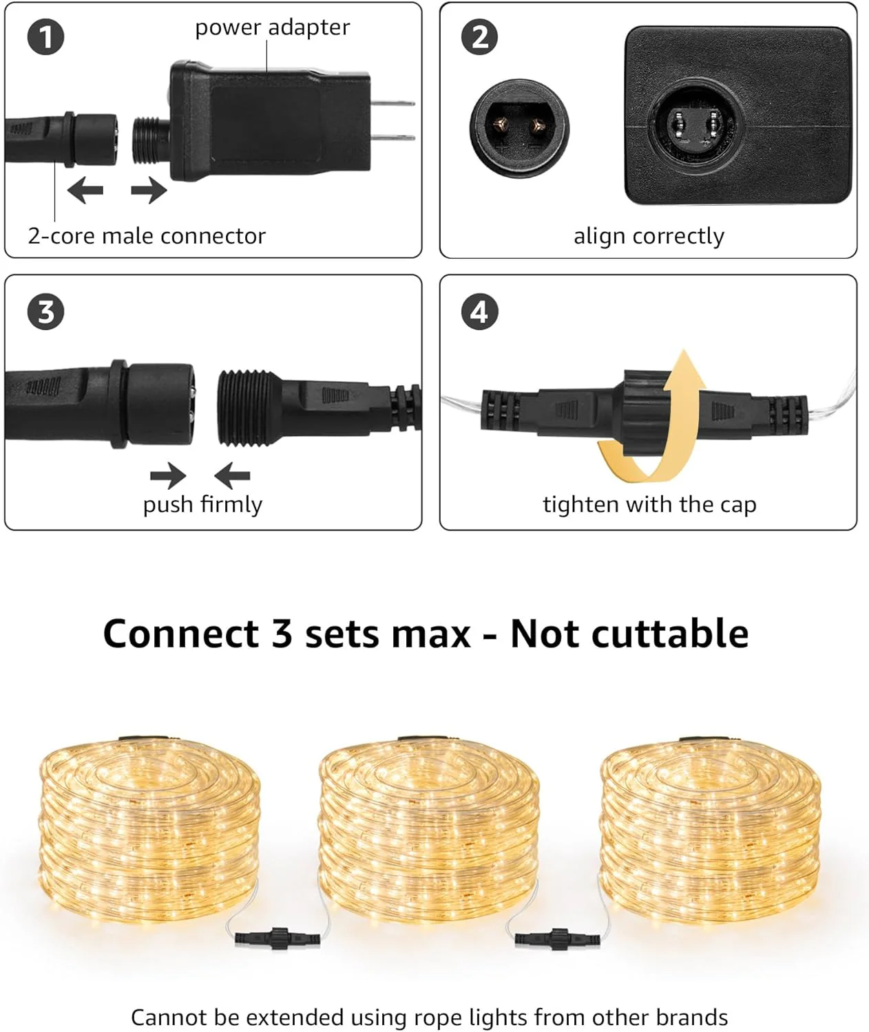 Lepro Outdoor Rope Lights (Warm White 2700K, 33ft, 240 LEDs) - Image 3