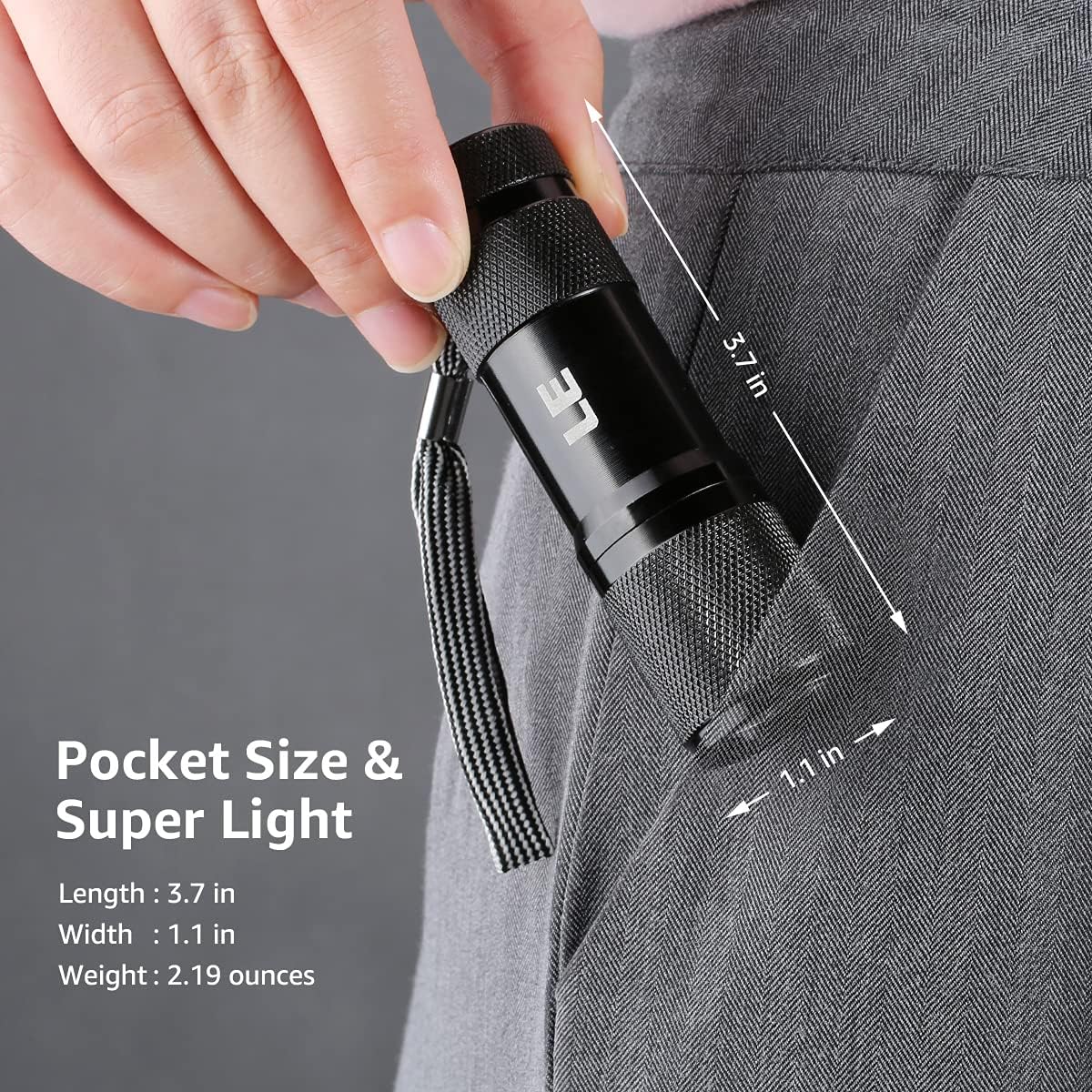 Lepro 395nm UV Black Light Flashlight, Portable Ultraviolet Stain Detector with AAA Batteries - Image 5
