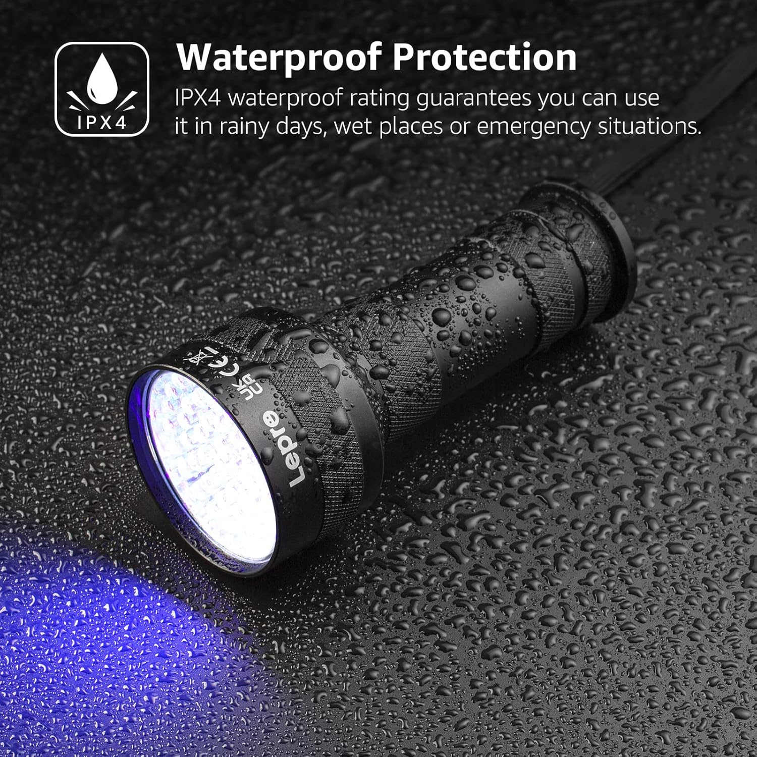 Lepro 395nm UV Black Light Flashlight with 51 LEDs, Heavy-Duty Handheld Pet Urine & Scorpion Detector - Image 4