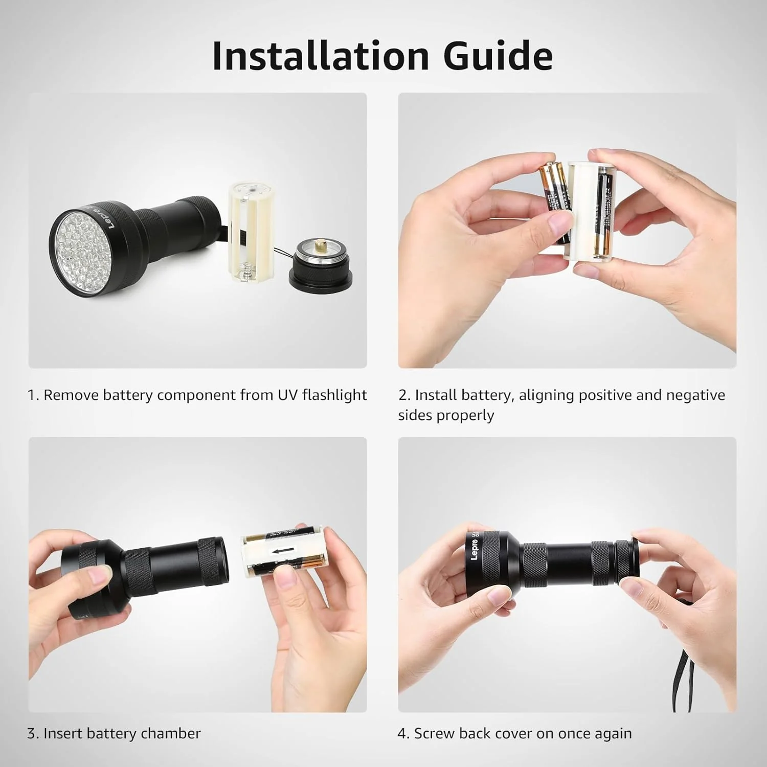 Lepro 395nm UV Black Light Flashlight with 51 LEDs, Heavy-Duty Handheld Pet Urine & Scorpion Detector - Image 8