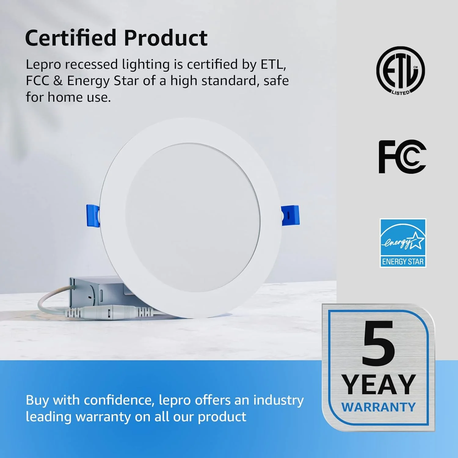 Lepro 6 Inch LED Recessed Lighting - Image 6