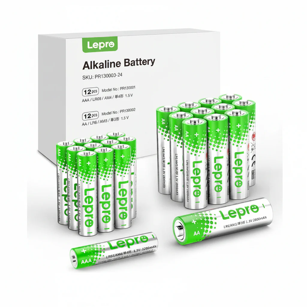 Lepro AA & AAA Batteries Combo Pack, 1.5V Long-Lasting Alkaline Battery Variety Pack (24/48 Packs))