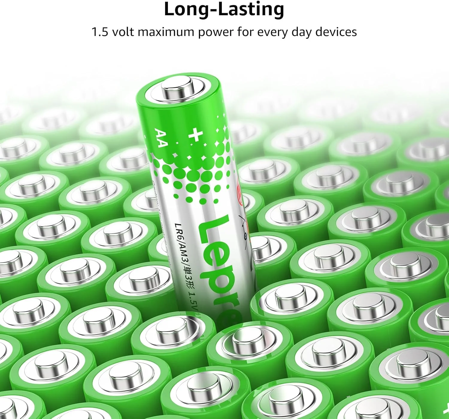 Lepro AA & AAA Batteries Combo Pack, 1.5V Long-Lasting Alkaline Battery Variety Pack (24/48 Packs)) - Image 2