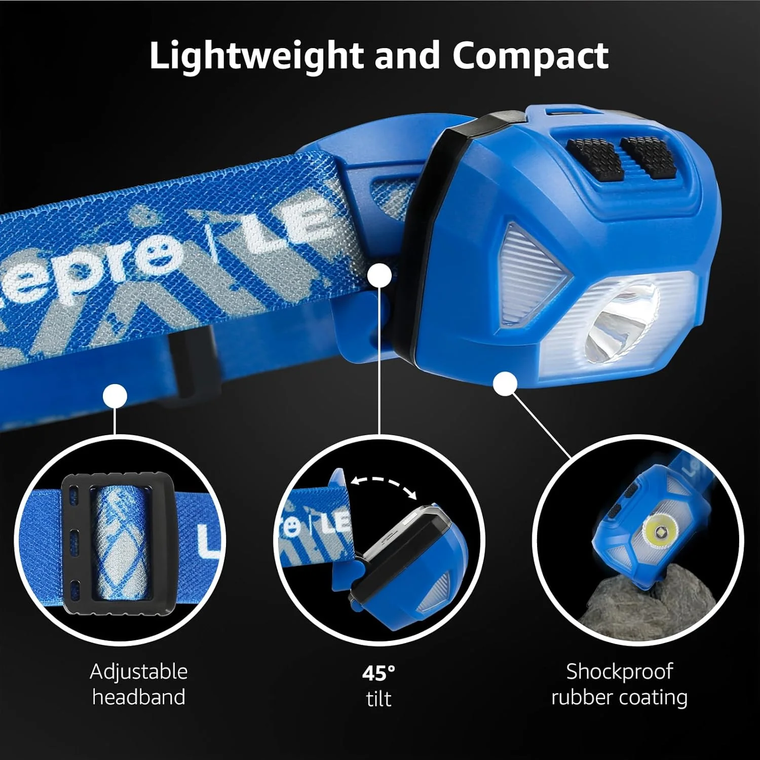 Lepro Battery Powered Headlamp (Blue/Red) - Image 5
