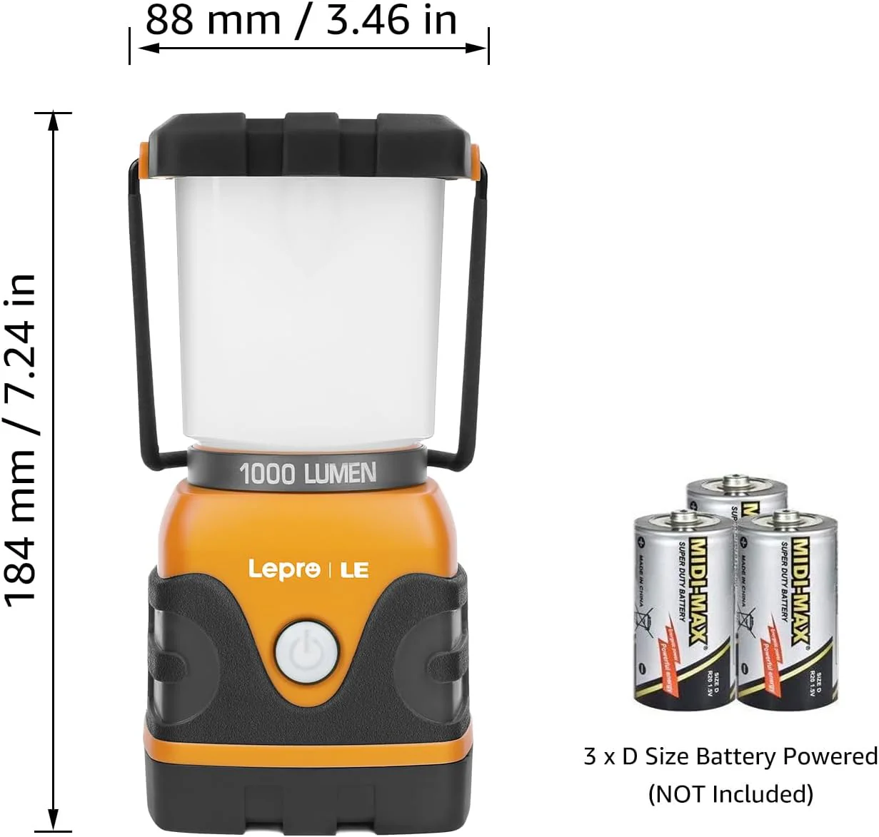 Lepro Battery Powered LED Camping Lantern (Orange, Waterproof, 1000LM, 4 Lighting Modes) - Image 4