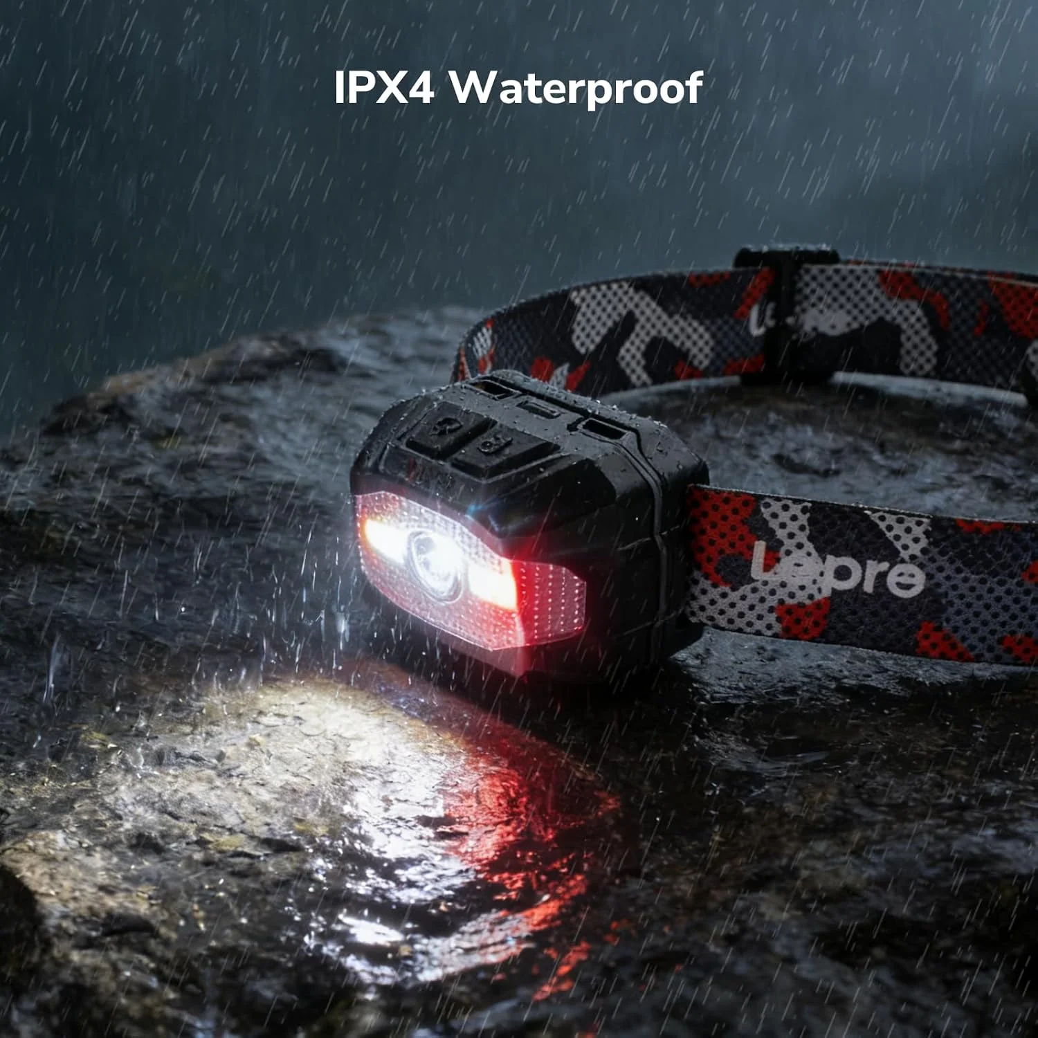 Lepro Dual Power Headlamp, Rechargeable LED Headlamp with Type-C & AAA Backup, 10 Modes with Red Light, Lightweight IPX4 Water Resistant Head Light for Camping, Running, Hiking, Emergency - Image 6