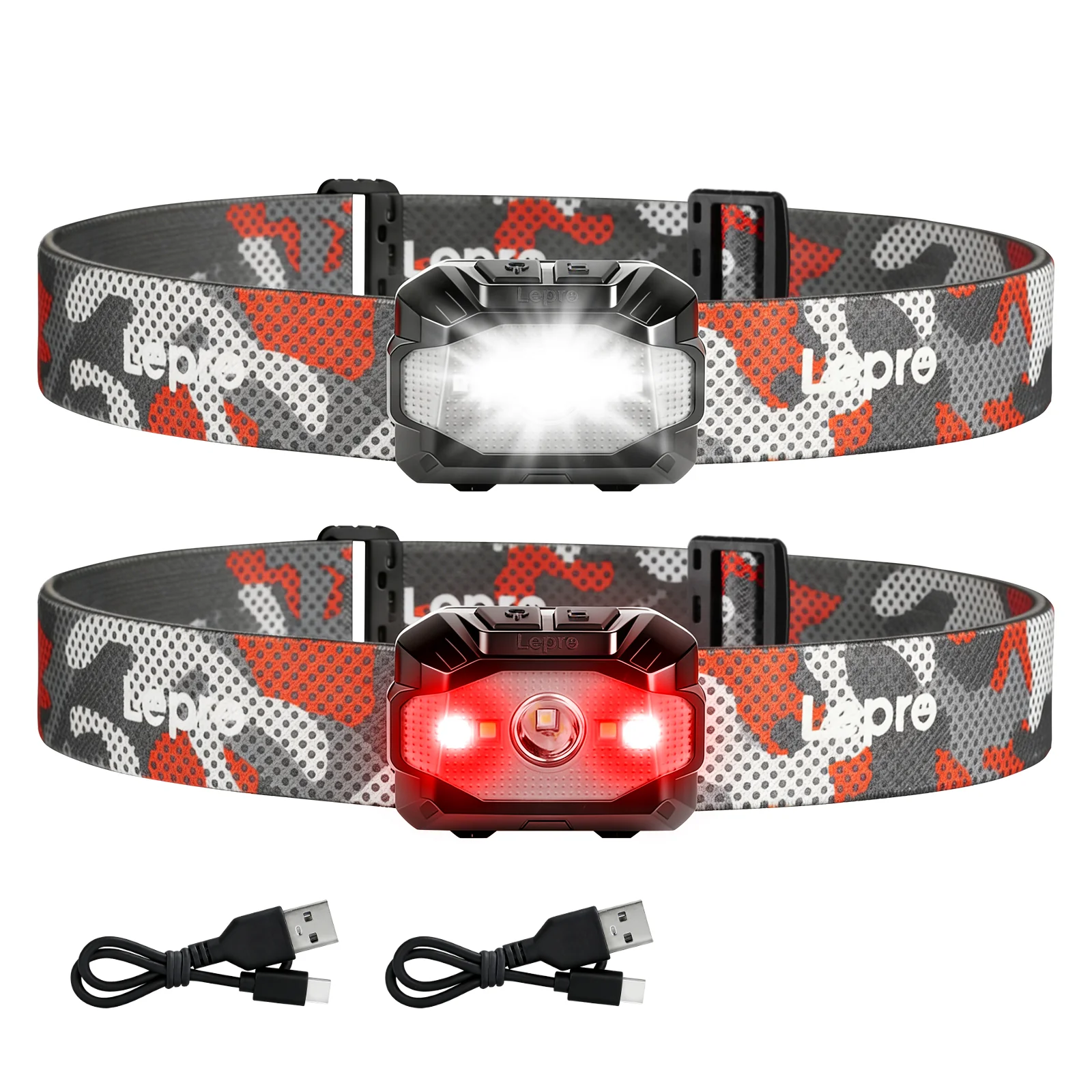 Lepro Dual Power Headlamp, Rechargeable LED Headlamp with Type-C & AAA Backup, 10 Modes with Red Light, Lightweight IPX4 Water Resistant Head Light for Camping, Running, Hiking, Emergency - Image 9