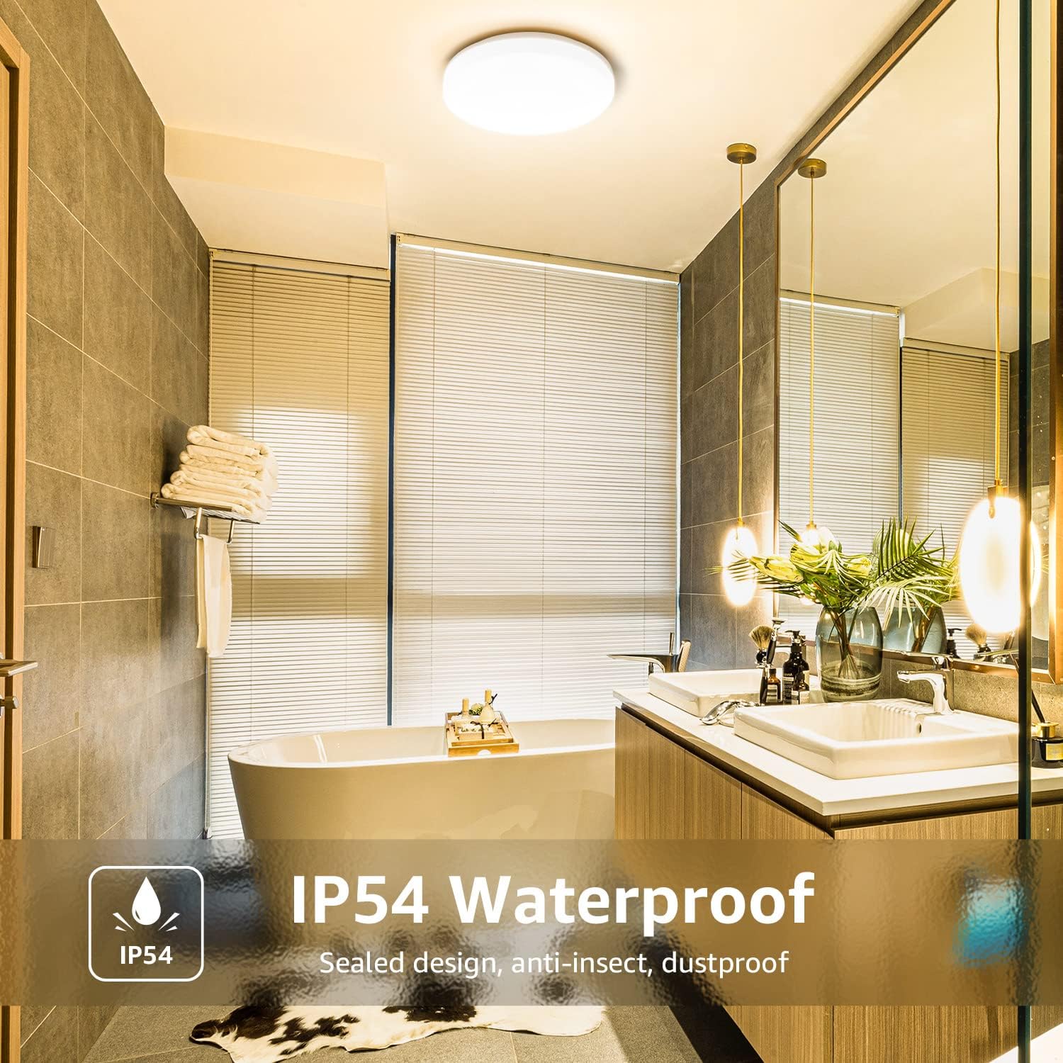 Lepro 8.7-Inch Waterproof LED Flush Mount Ceiling Light (15W, 1500LM, Low Profile, 3000K Soft Warm White) - Image 3