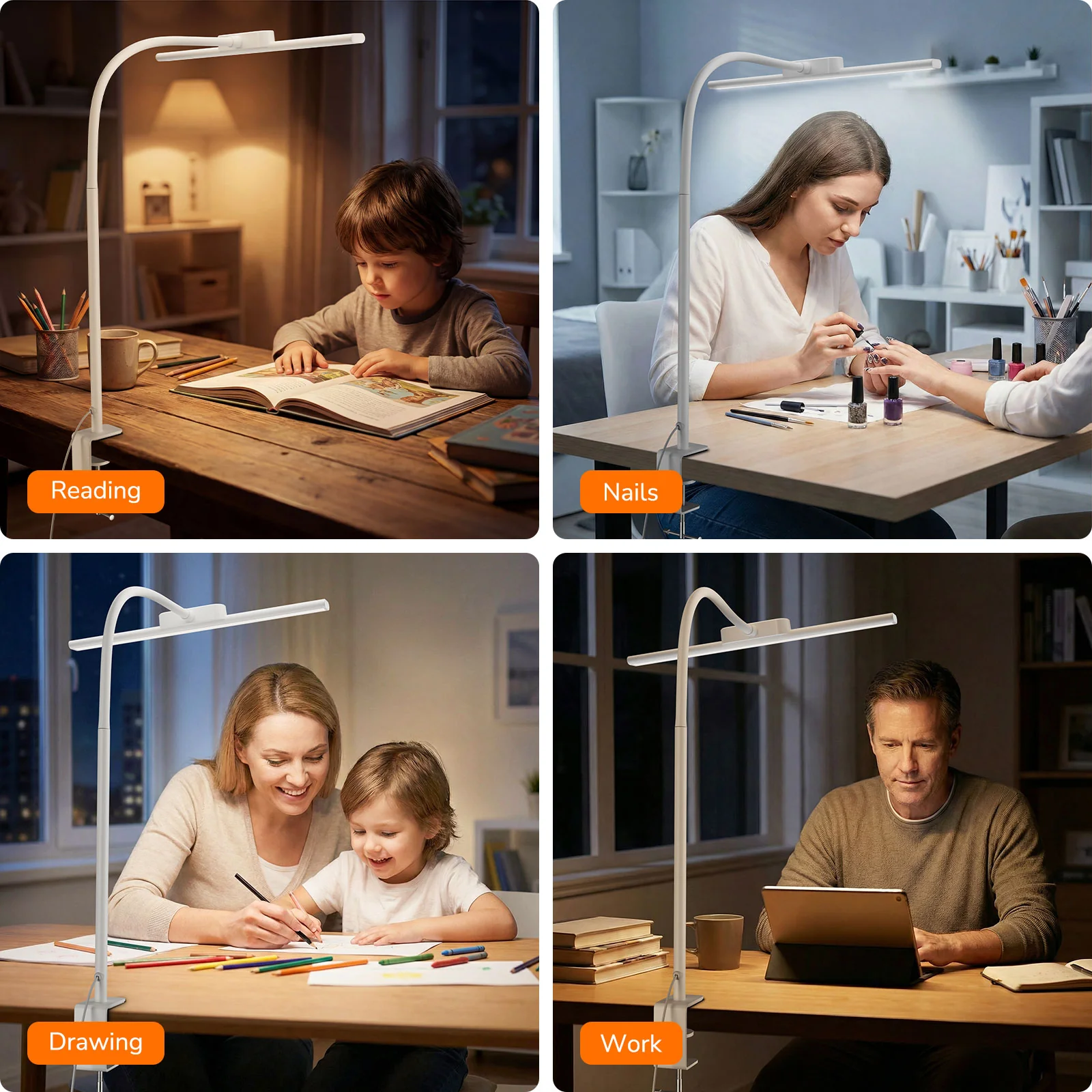 Lepro Led Desk Lamp for Home Office, Metal Architect Lamp with Clamp, 11W 750LM Eye-Caring Task Light, 25 Lighting Modes, Flexible Gooseneck for Monitor, Workbench, Drafting, Crafts, Reading - Image 10