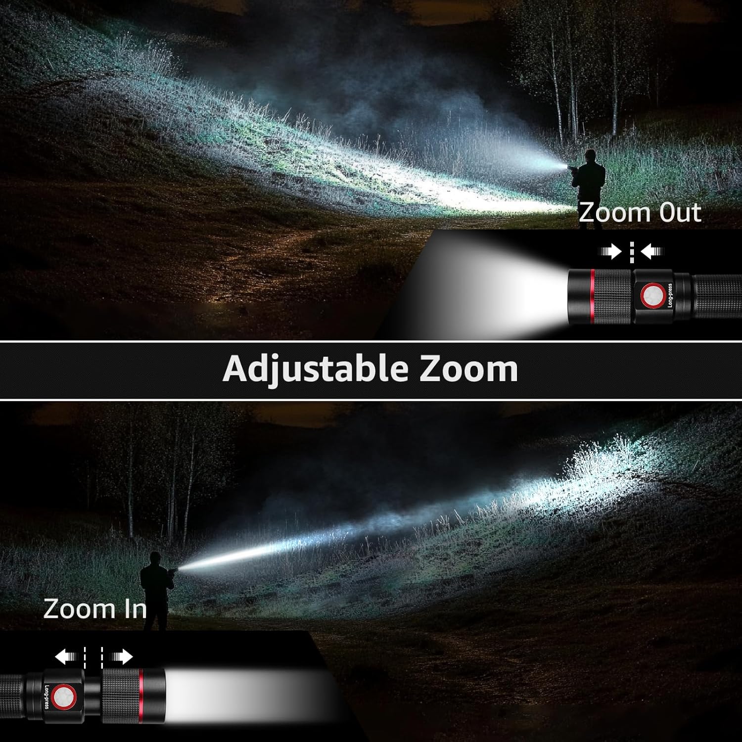 Lepro LED Flashlight Rechargeable, 3W 7500K, 5V Input, with Type-A to Type-C Cable, IPX4 Waterproof, Zoomable, 5 Lighting Modes, 150LM - Image 3