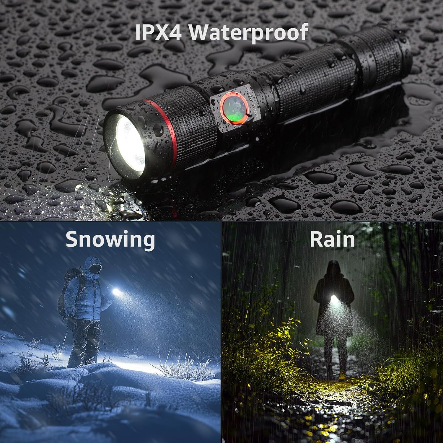 Lepro LED Flashlight Rechargeable, 3W 7500K, 5V Input, with Type-A to Type-C Cable, IPX4 Waterproof, Zoomable, 5 Lighting Modes, 150LM - Image 6