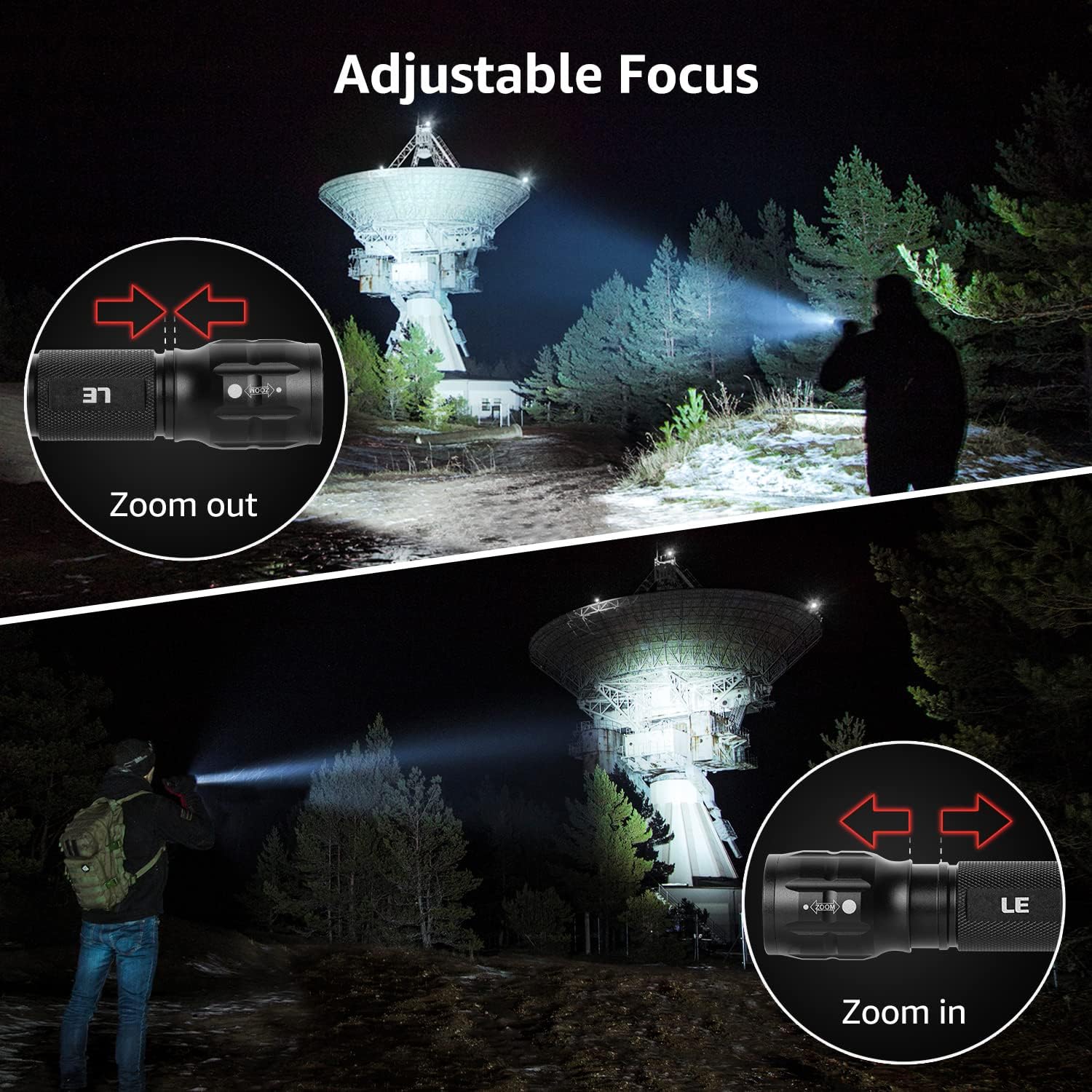 Lepro Portable LED Flashlight (Black, High Lumens, Waterproof, AAA Batteries Included) - Image 3