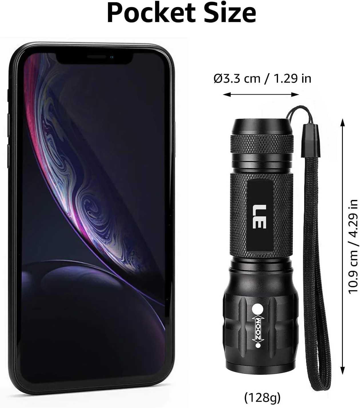 Lepro Portable LED Flashlight (Black, High Lumens, Waterproof, AAA Batteries Included) - Image 4