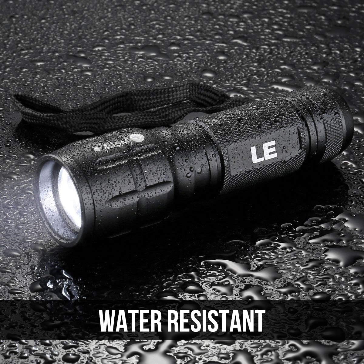 Lepro Portable LED Flashlight (Black, High Lumens, Waterproof, AAA Batteries Included) - Image 6