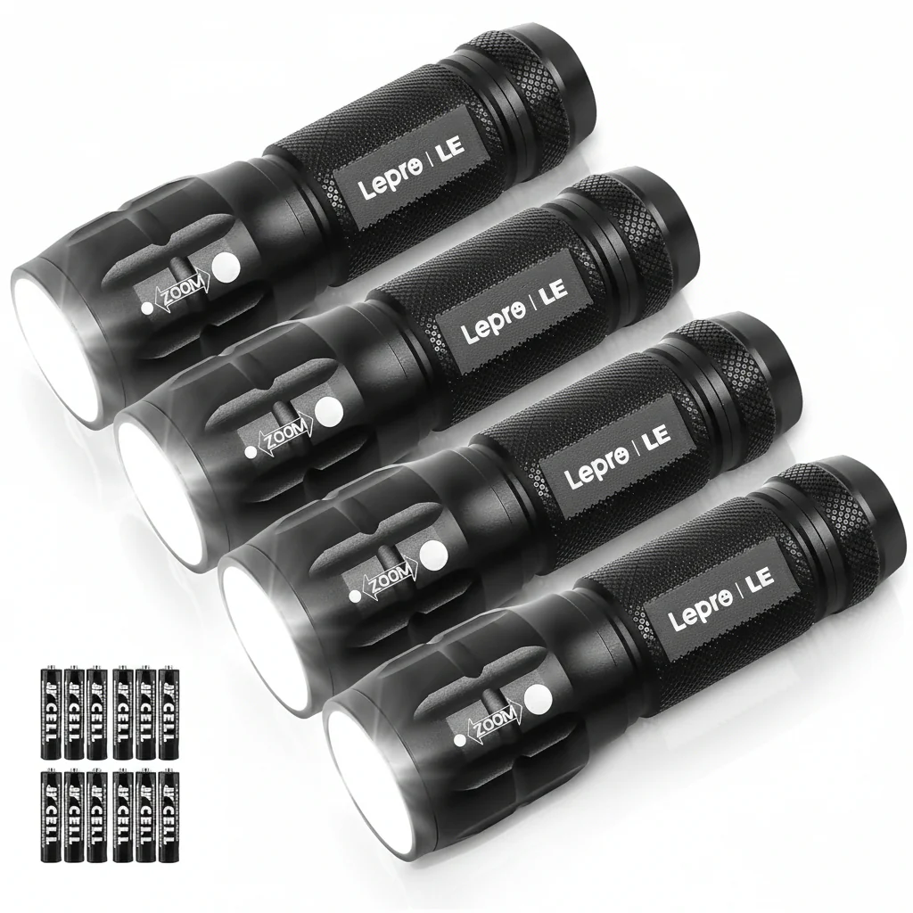 Lepro Portable LED Flashlight (Black, High Lumens, Waterproof, AAA Batteries Included) - Image 9