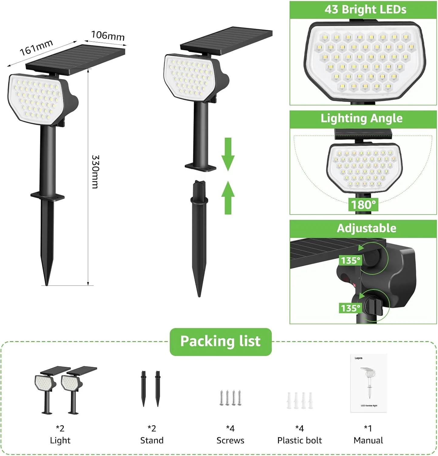 Lepro Solar Decorative Spot Lights (Cool White, IP65 Waterproof) - Image 9