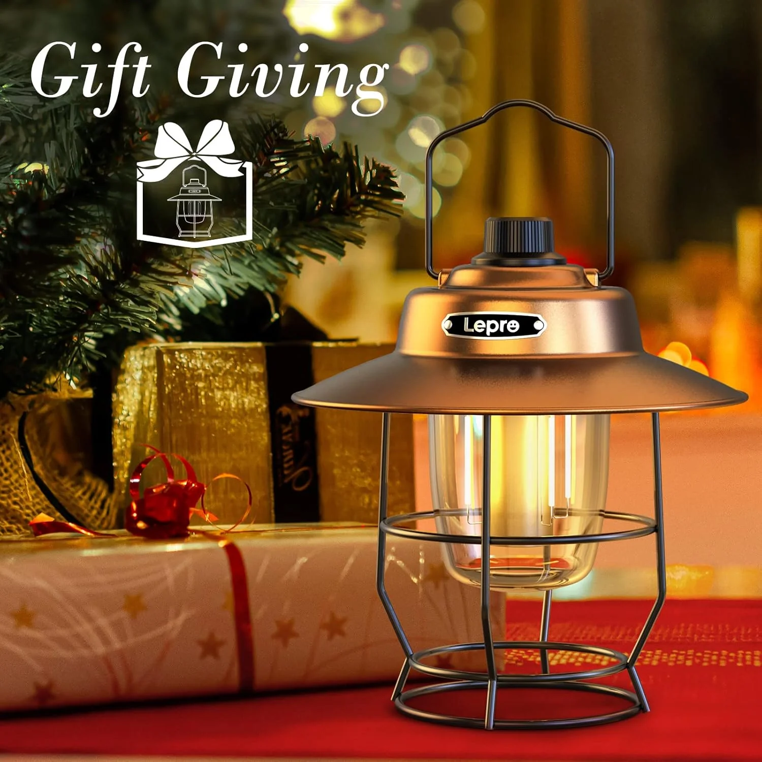 Lepro Vintage LED Rechargeable Camping Lantern (Power Bank, 450LM 3 Lighting Modes, IPX4 Waterproof Retro Hanging Tent Light) - Image 9