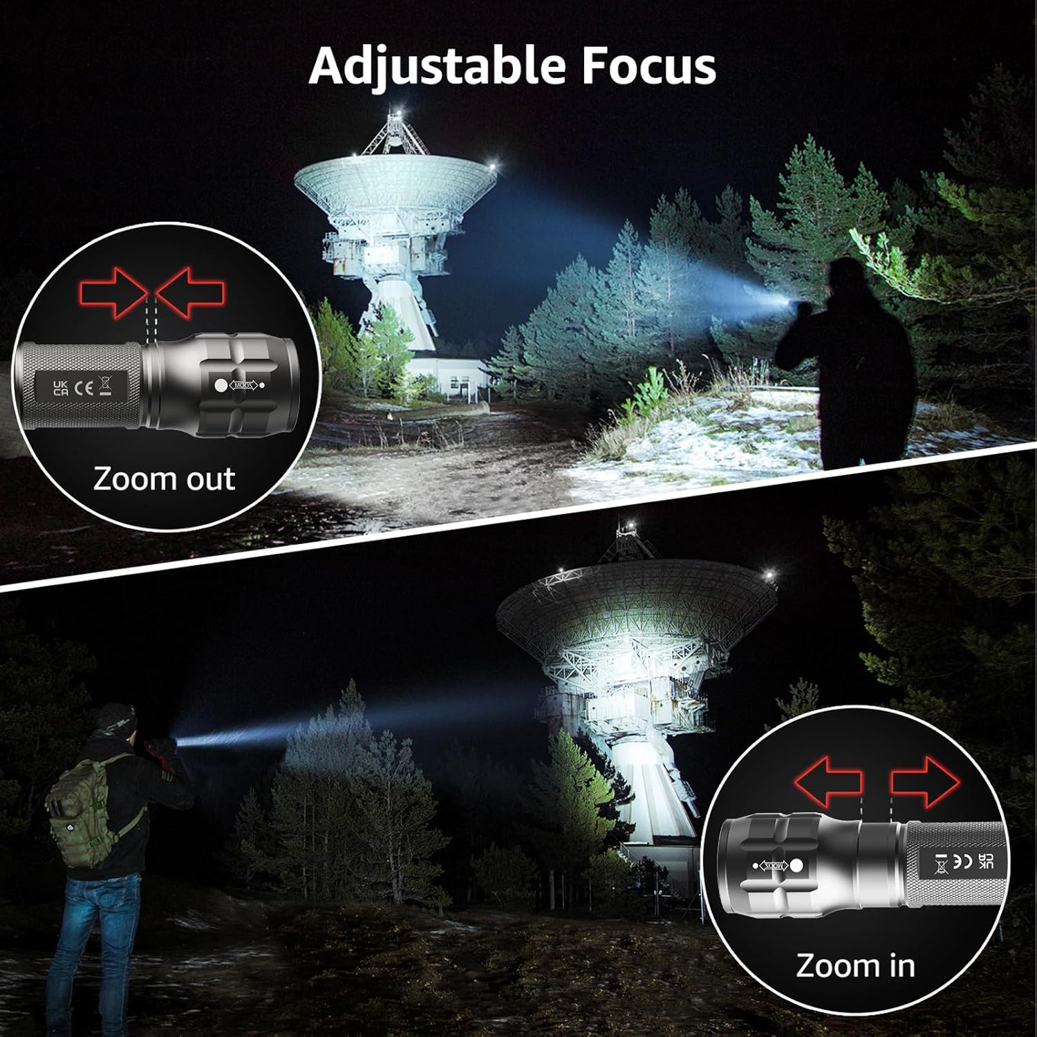 Lepro Portable LED Flashlight (Gray, High Lumens, Waterproof, AAA Batteries Included) - Image 2