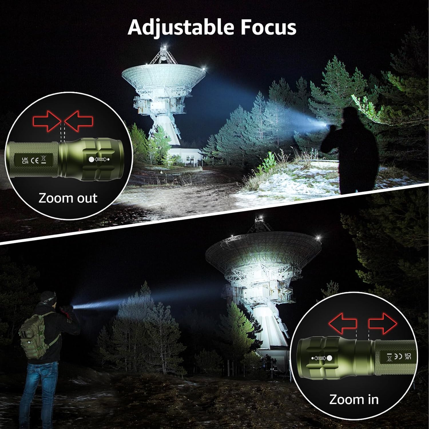 Lepro Portable LED Flashlight (Green, High Lumens, Waterproof, AAA Batteries Included) - Image 2